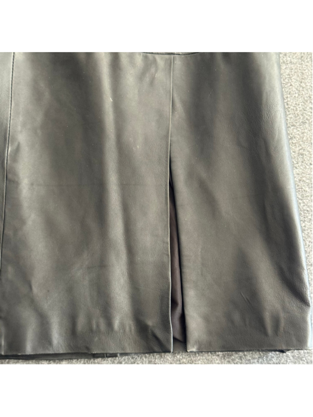 Wilsons Leather Black Genuine Leather Midi Pencil Skirt Size 16 Front Slit - Picture 5 of 9